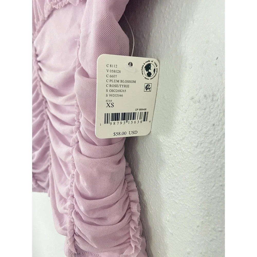 Free People NWT Ruched Tube Top Lilac Purple Women's Sz XS